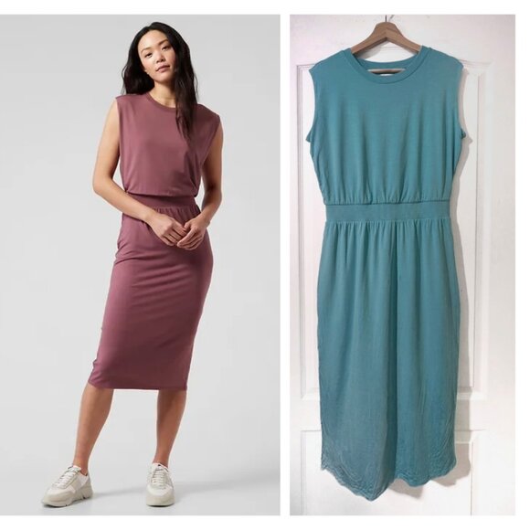 NEW! Athleta | Santorini Cinch Dress In Turquoise (M-Tall) - Picture 1 of 12
